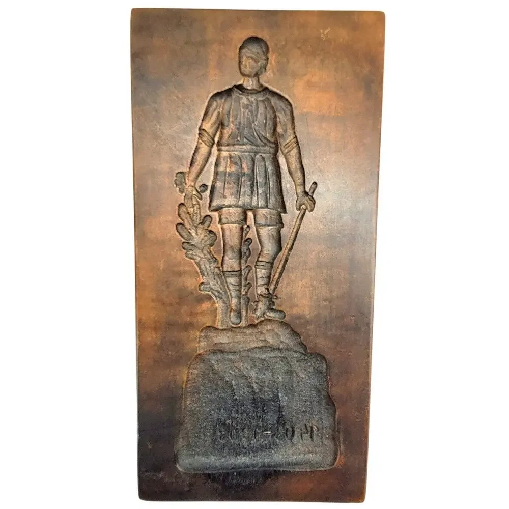Antique‎ Wooden Cookie Mold Roman Soldier Primitive Folk Wall Decor