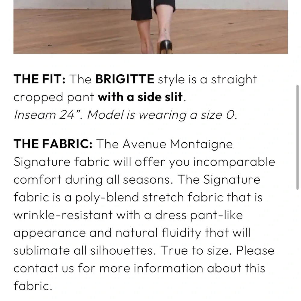 Avenue Montaigne 8 Brigitte pants pull on black capri cropped style slacks