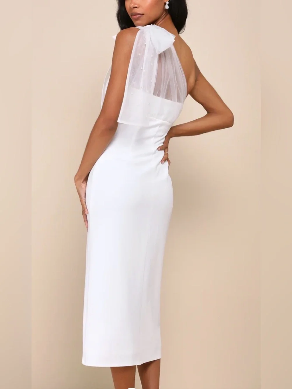 Lulus NWT Elegant Indication mesh one shoulder midi dress, medium