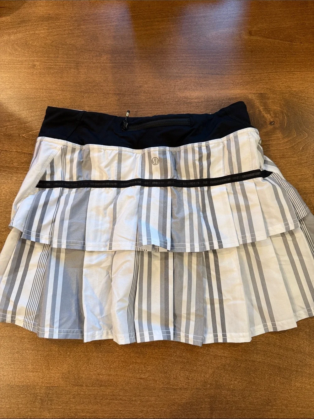 lululemon White and Black Striped Athletic Skirt