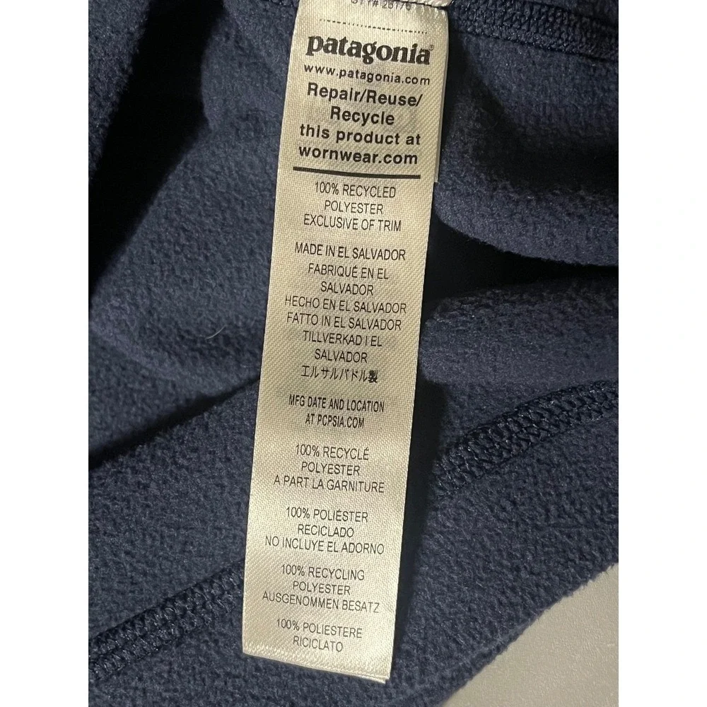 Patagonia Micro D Fleece Quarter Zip Pullover Men Large Navy Blue 26176 FA24