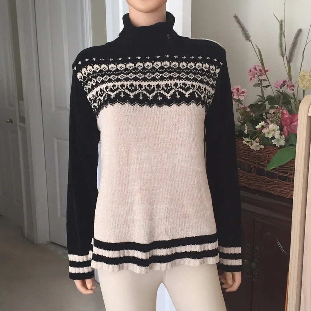 Vintage Erika Fair Isle Turtleneck Sweater Size L