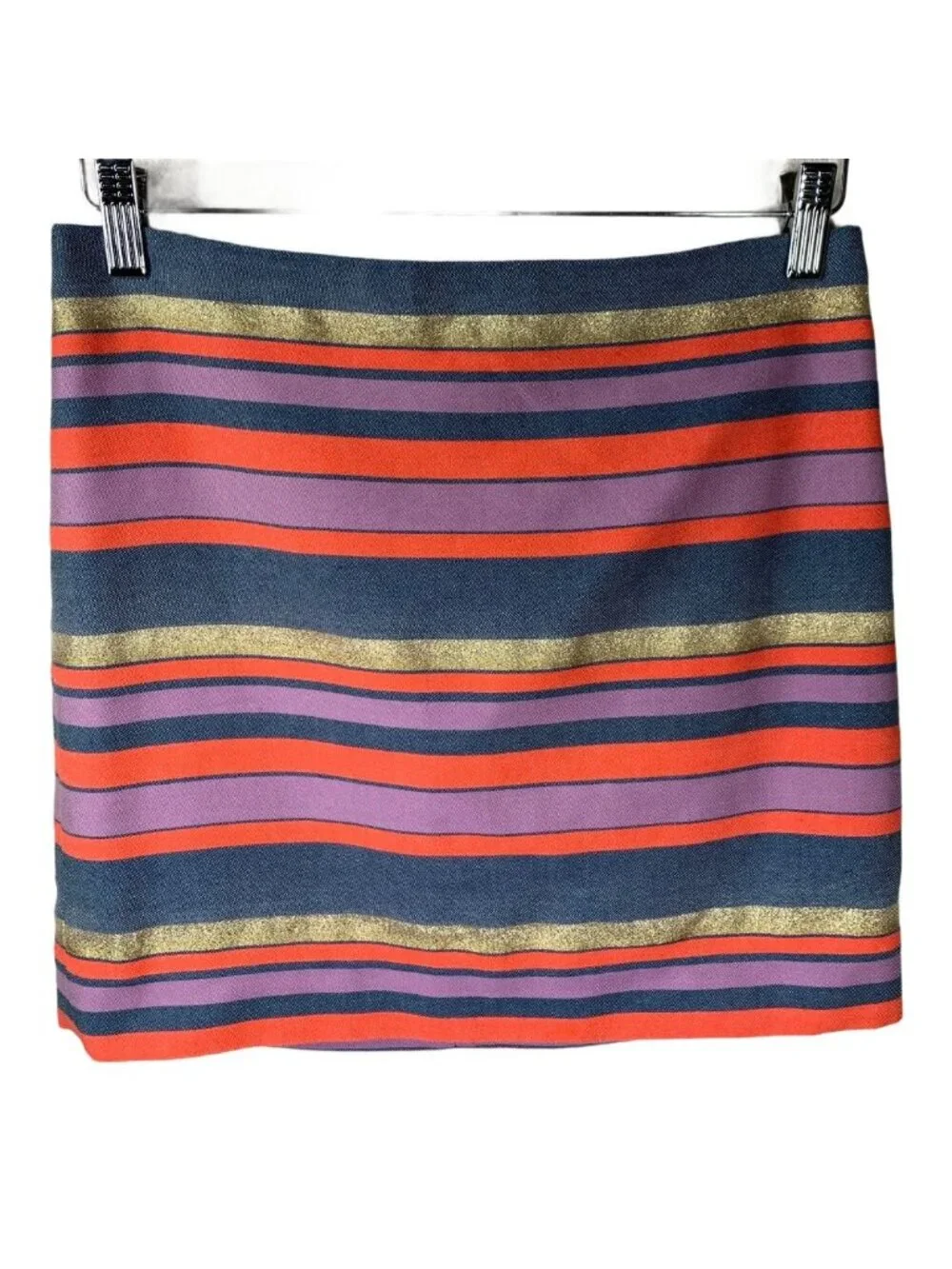 J Crew Metallic Striped Mini Skirt Womens 2 Multicolor Holiday Party