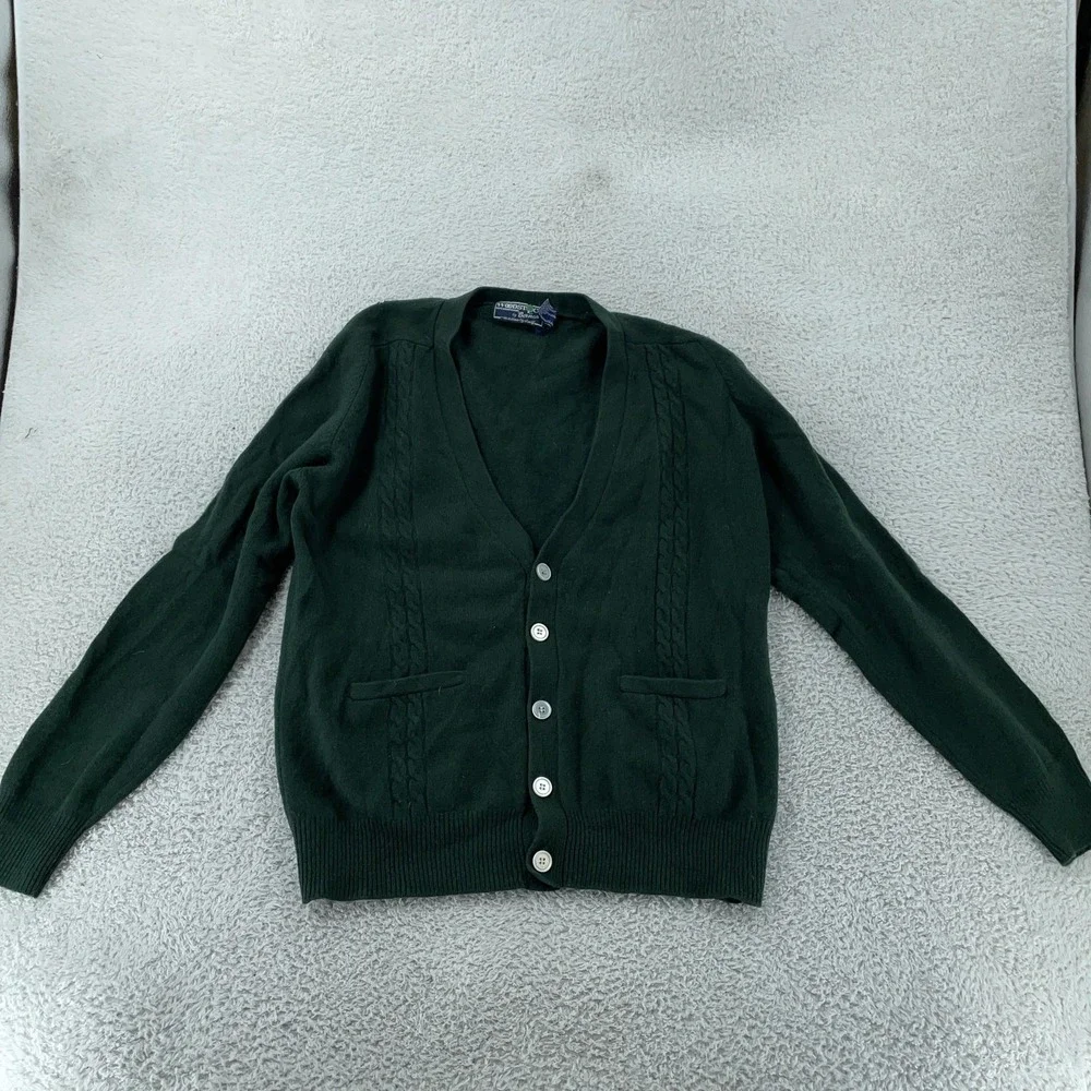 Vtg Woodstock International by Bernard Sweater Mens M Green Lambswool Cardigan‎