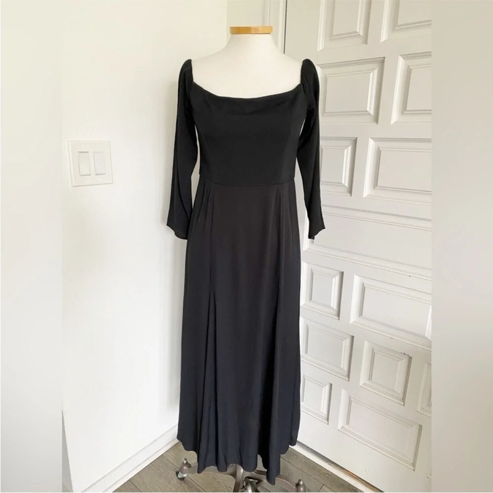 NWT Reformation Ballari Black Off The Shoulder Long Sleeve Maxi Dress Size 8