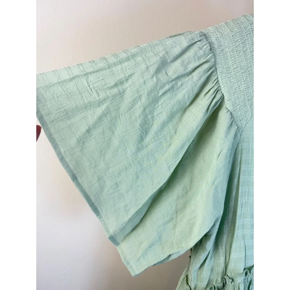 Talulah Womens Mint Green Tiered‎ Dress Medium Crinkle Easy Flowy Spring Summer