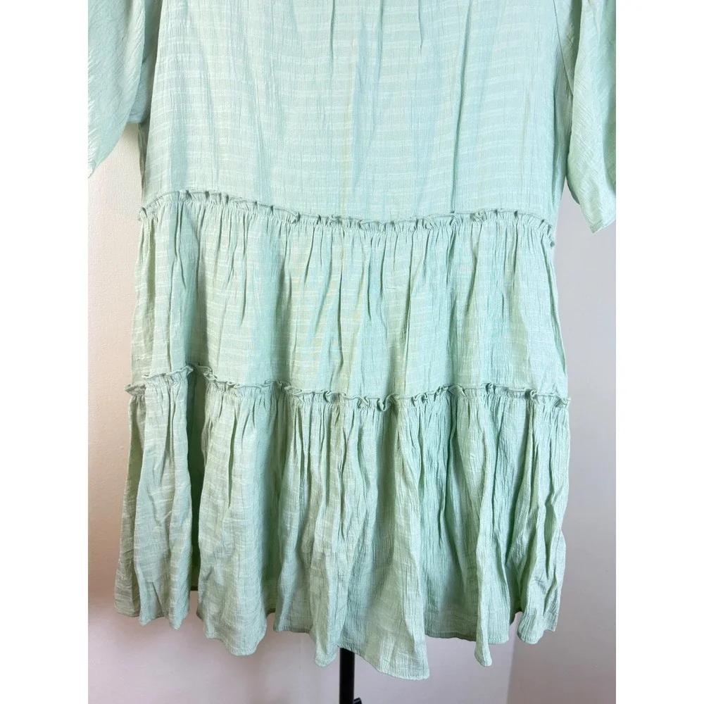 Talulah Womens Mint Green Tiered‎ Dress Medium Crinkle Easy Flowy Spring Summer