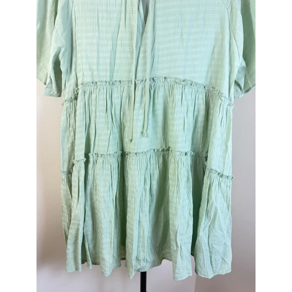 Talulah Womens Mint Green Tiered‎ Dress Medium Crinkle Easy Flowy Spring Summer