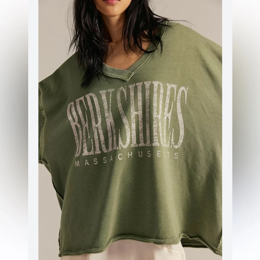 NWT Free People Venice Oversized Cotton Blend Graphic Sweatshirt