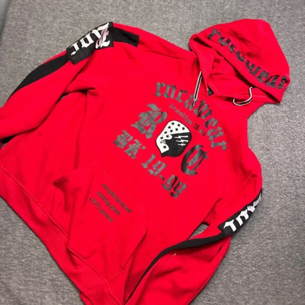 Vintage Rocawear Hoodie Men 2XL Red ROC BK 1999‎ Graphic Distressed Streetwear