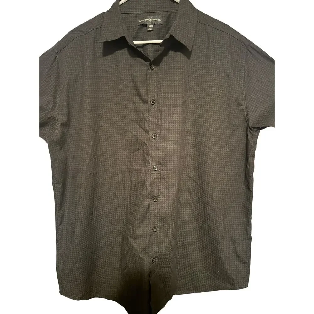 Beverly Hills Polo Club Men's Shirt Gray Black Check Long Sleeve Size 2XLB NWOT