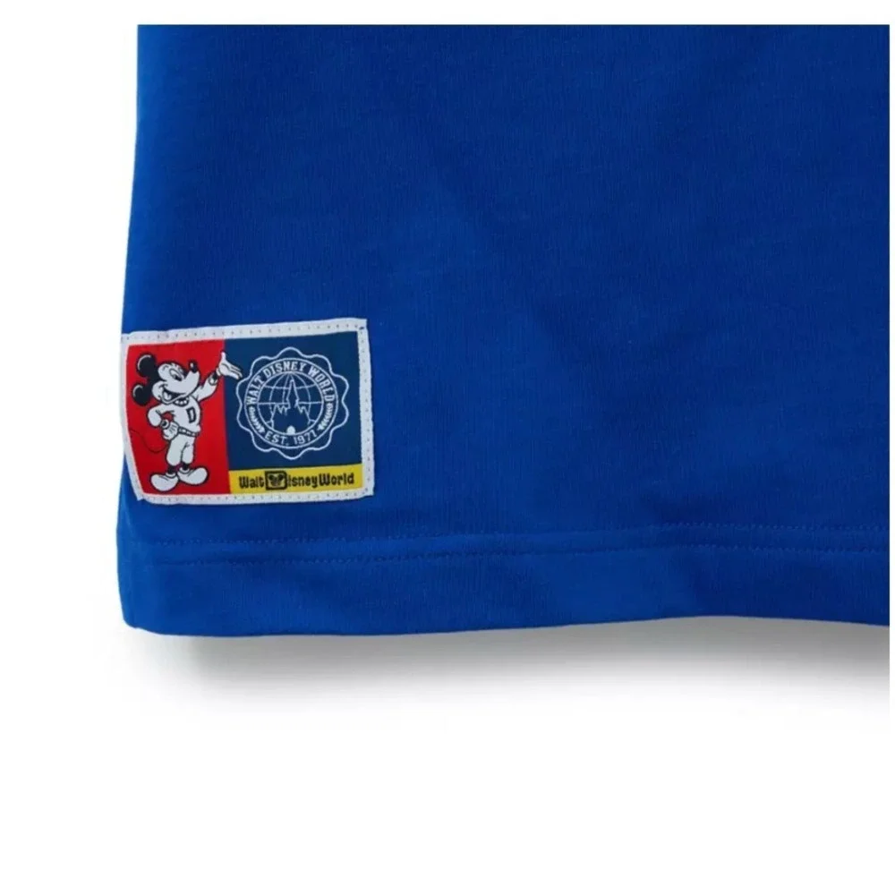 Disney Mens Large Blue & Navy Mickey Mouse Collegiate Rugby Polo Embroidered NWT