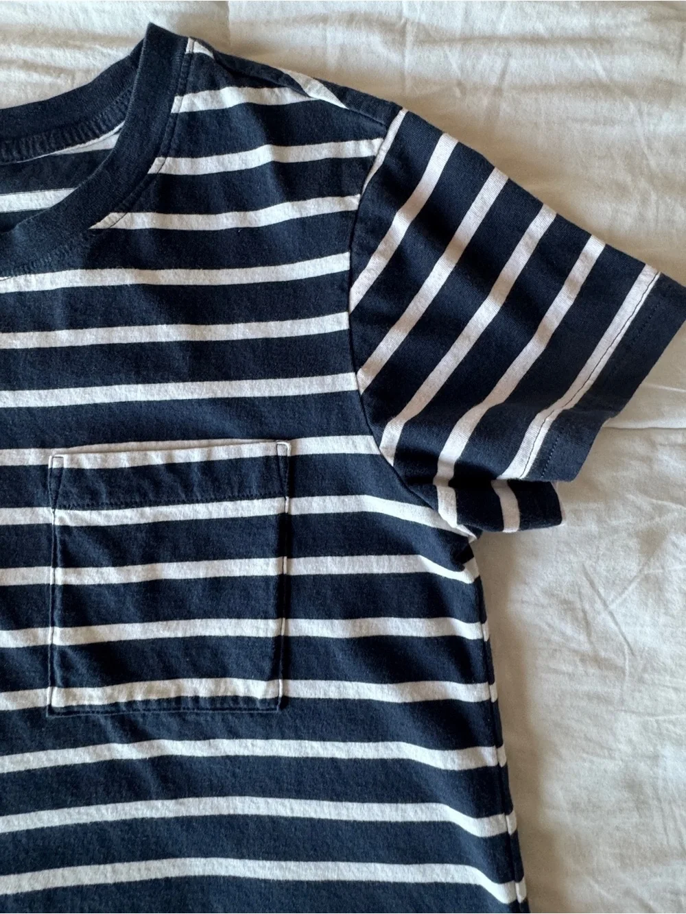 Pact Organic Cotton Softspun Tee Dress Navy White Stripe Casual XS