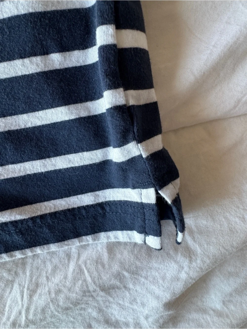 Pact Organic Cotton Softspun Tee Dress Navy White Stripe Casual XS