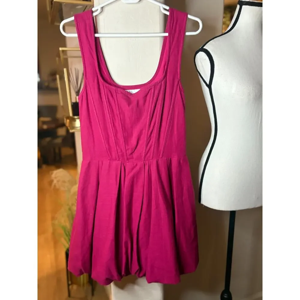 Aureta Studio x Anthropologie Corset Bubble Dress Raspberry Pink Size 4