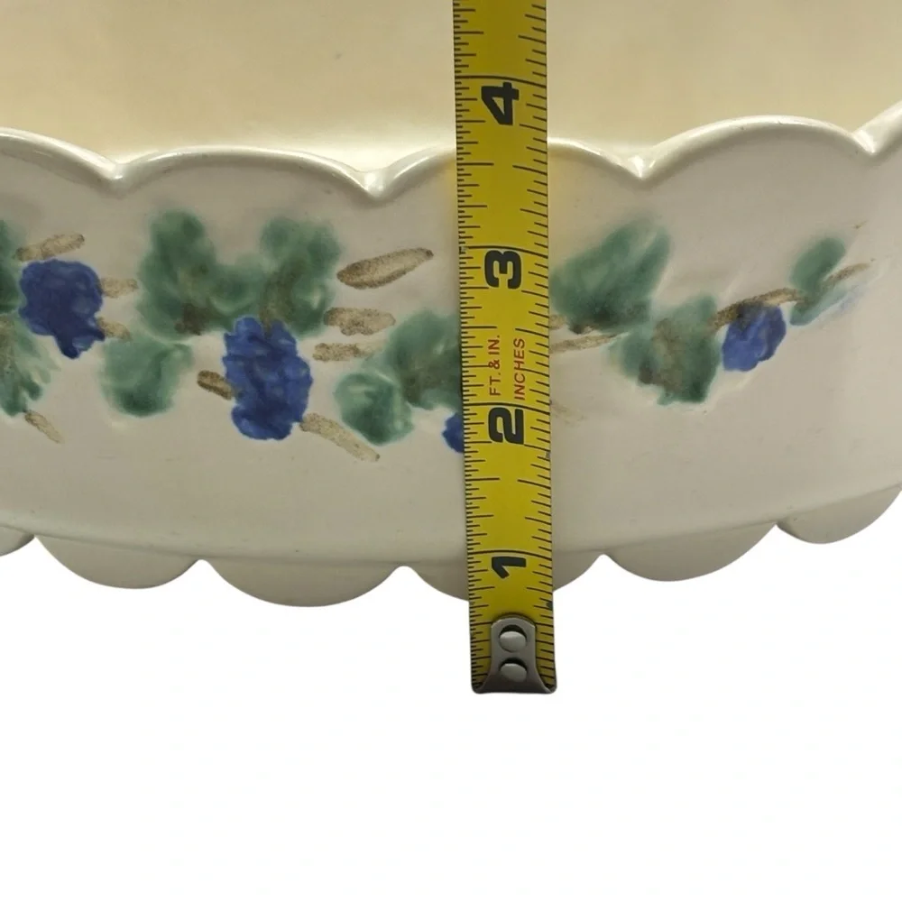 Vintage McCOY Pottery Grapevine Scalloped Bowl Flower Planter Pot Dish MCM Large