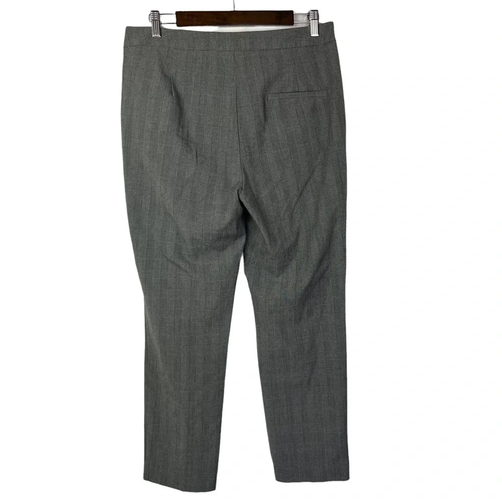 Zara TRF Gray Plaid Ruffle Straight‎ Leg Dress Trousers L