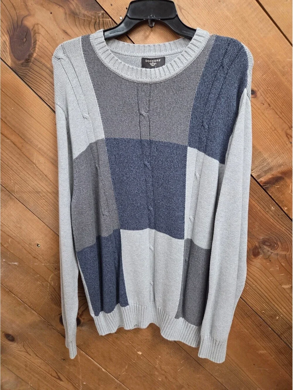 Dockers Men's Color Block Knit Sweater Medium 100% Cotton Grandpacore Academia