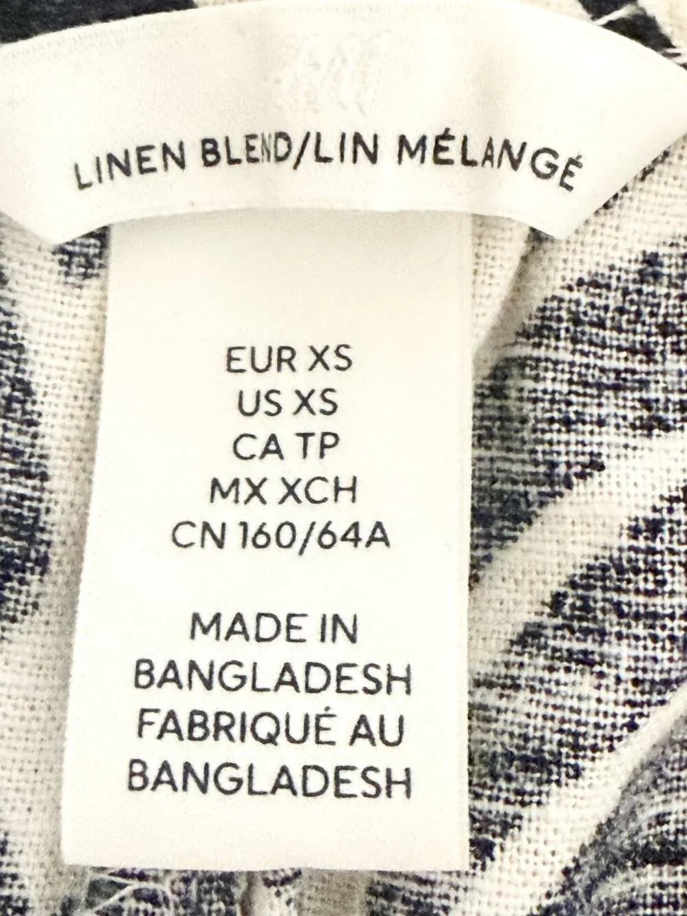 H&M Graphic Leaf Wide Leg Pants Women’s XS Black/White Linen-Blend Monochrome