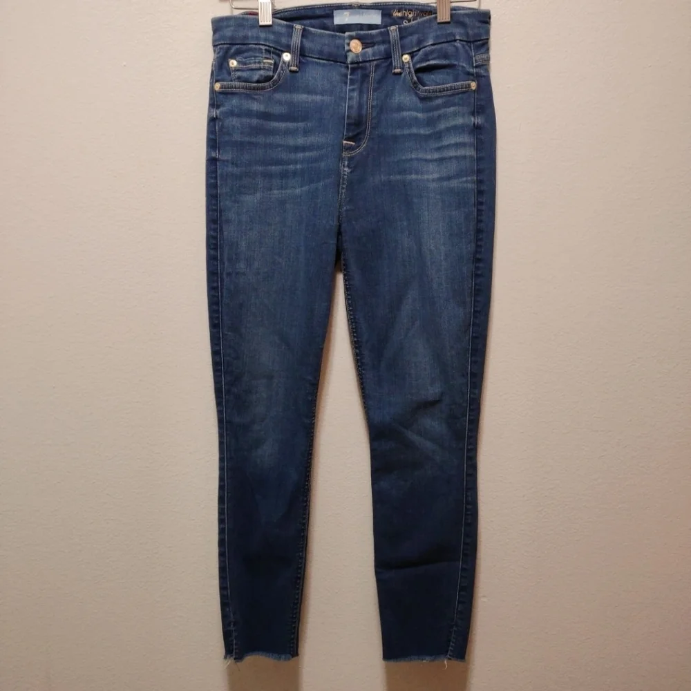 7 For All Mankind High Waist Ankle Skinny Denim Jeans 26