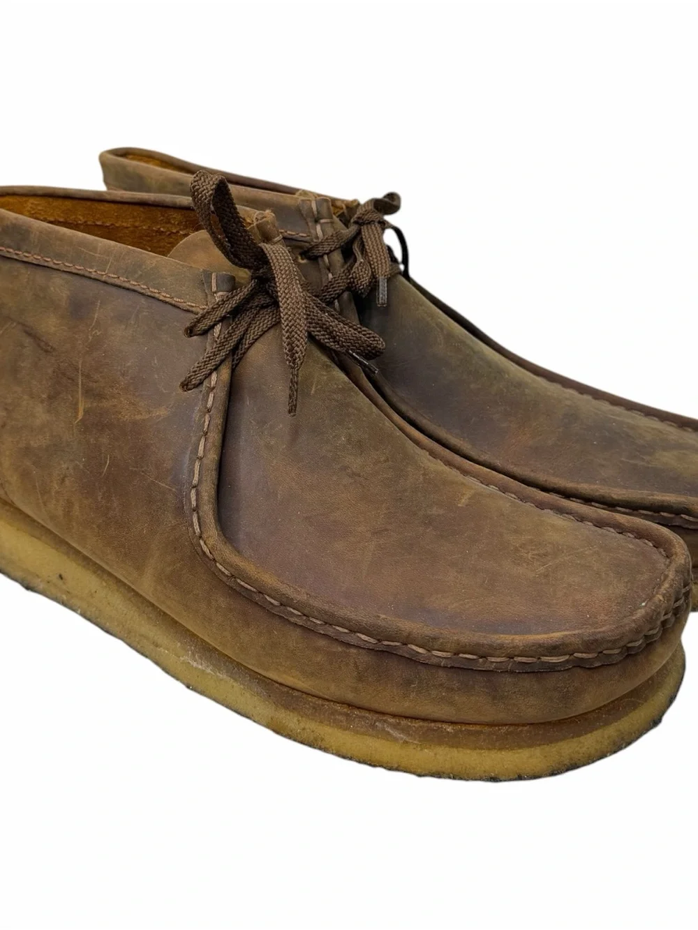 Clarks Mens Wallabee Brown Beeswax Leather Shoes Chukka Ankle Books Size 11.5