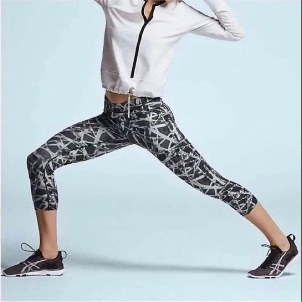 Athleta Floral Geo Sonar Leggings Slate Gray Size Small