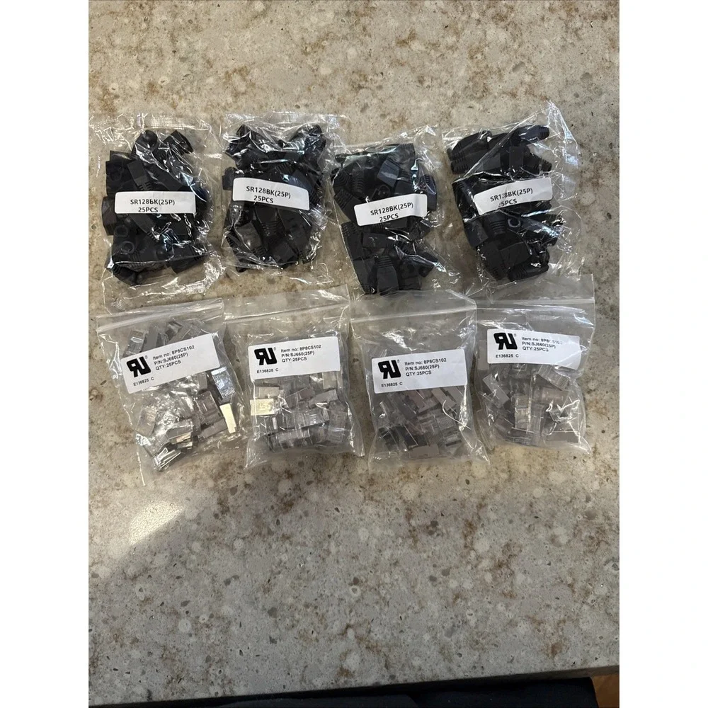 VCELINK Cat5e RJ45 Pass Through Connectors w/ RJ45 Strain Relief Boots 100-Pack