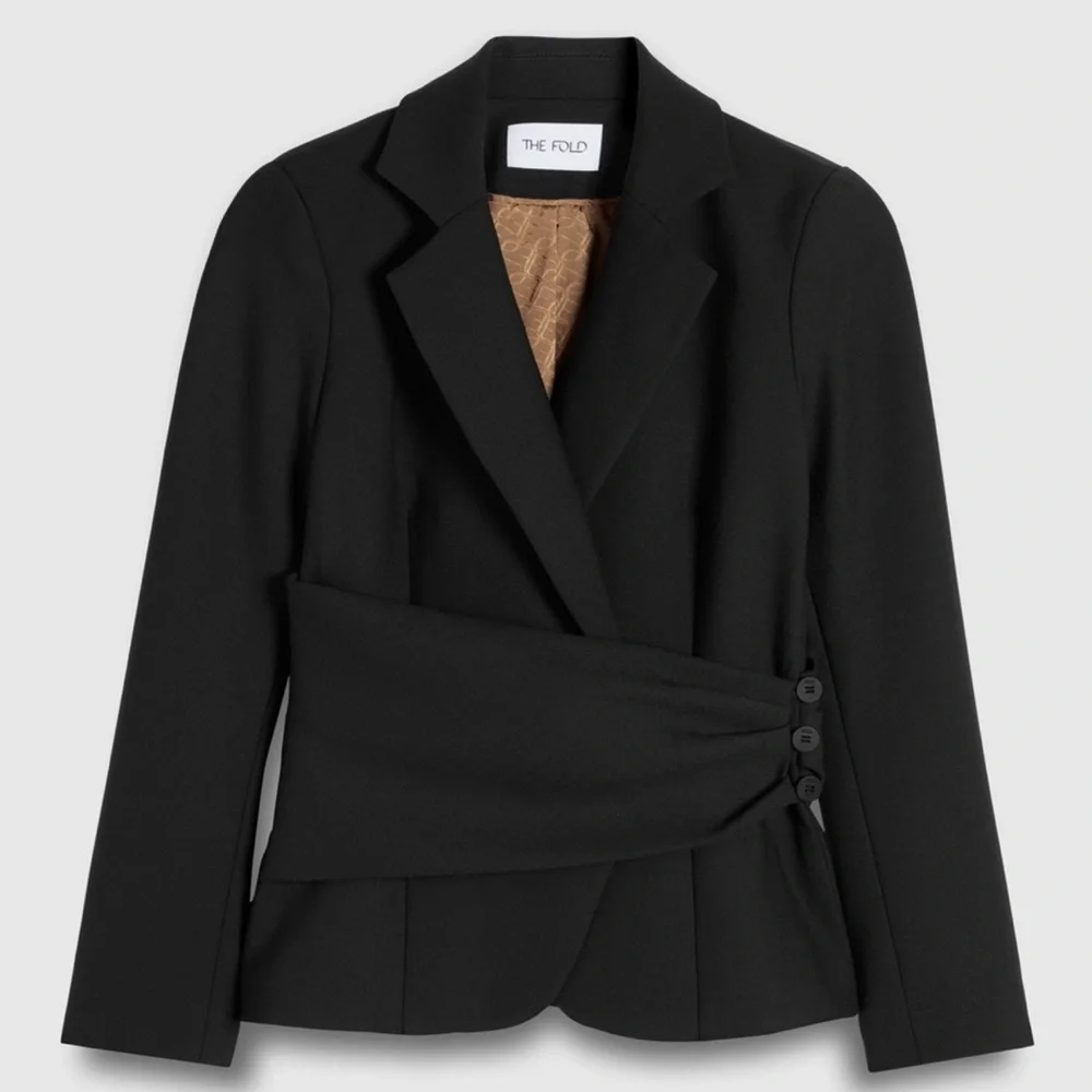 The Fold Black Collingham Jacket wool‎ blend size 10 NWT