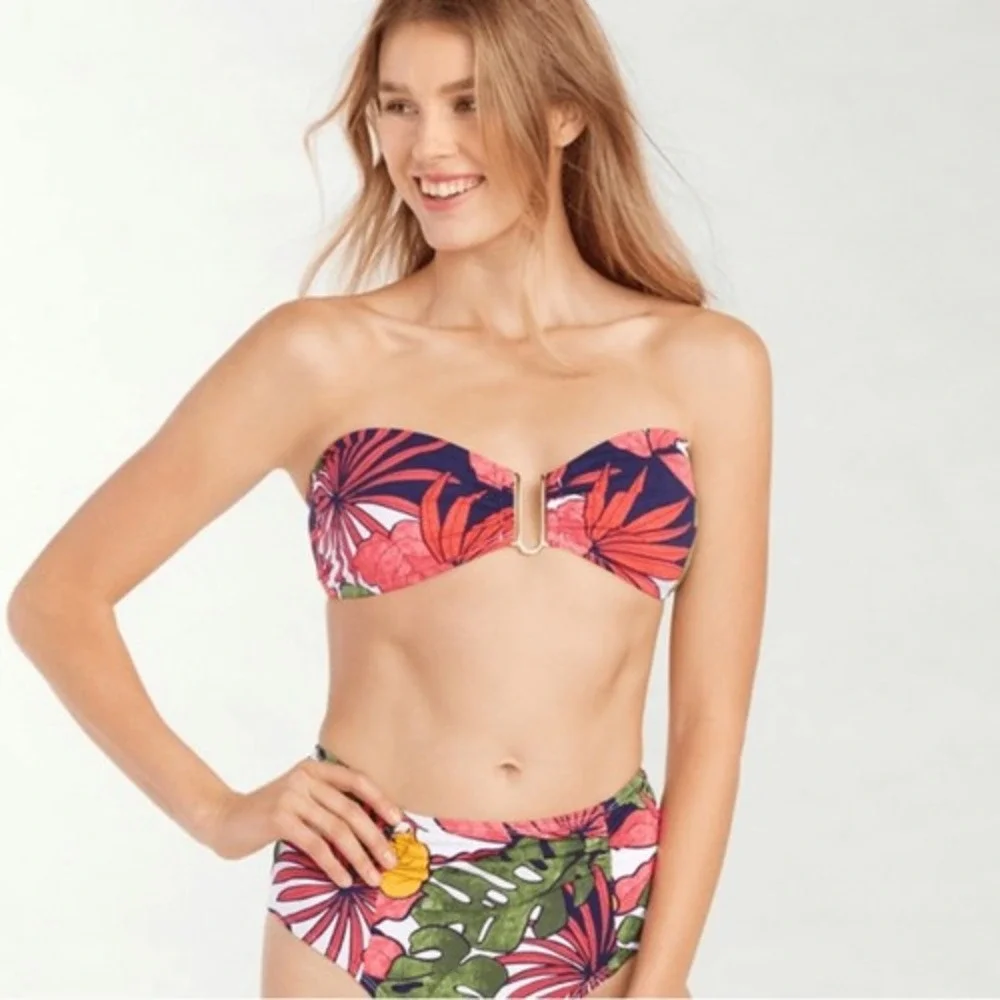 Tommy Bahama Remy Molded Cup‎ Bandeau U-Ring Bikini Top Multicolor Medium NWT