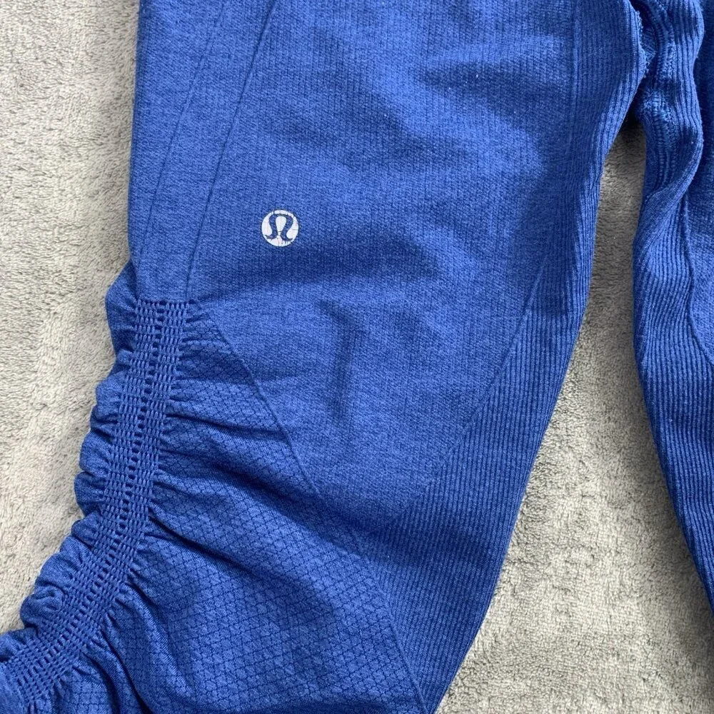 Lululemon Leggings Womens 6 Blue In The Flow Crop II Seamless Athleisure Workout