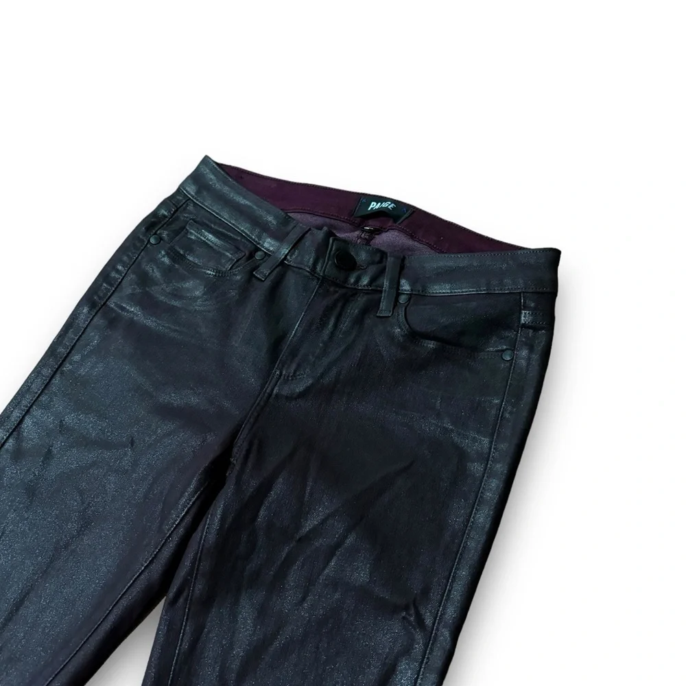 Paige Women's‎ Verdugo Ultra Skinny Burgundy Faux Leather Pants Size 27 x 27.5