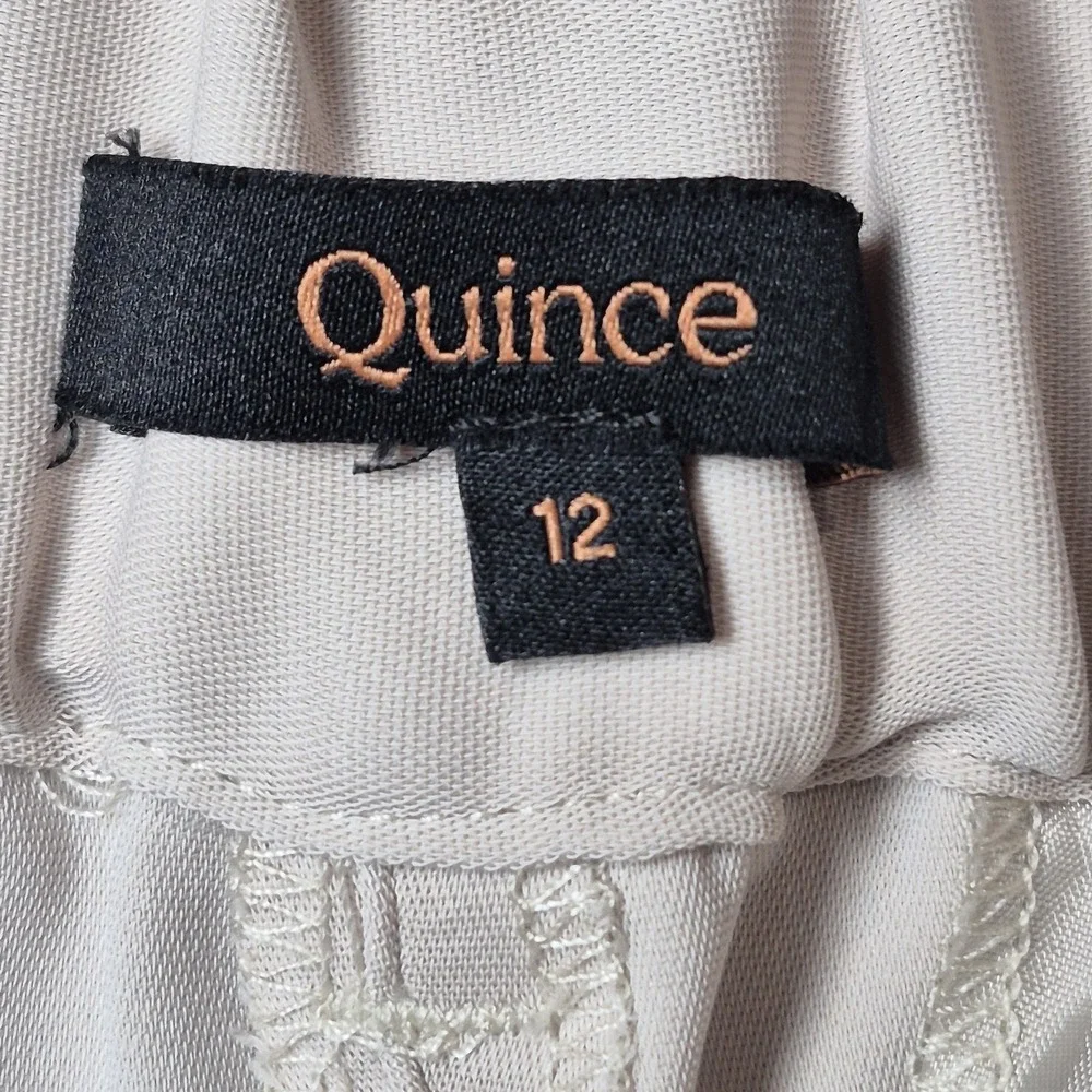 Quince Women's 12 Stretch‎ Crepe Pleat Front Wide Leg Pants Beige Career