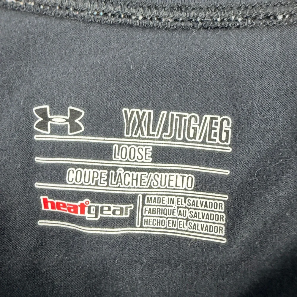 Under Armour HeatGear Boys Youth XL T-Shirt Black Neon Baseball Home Plate Logo