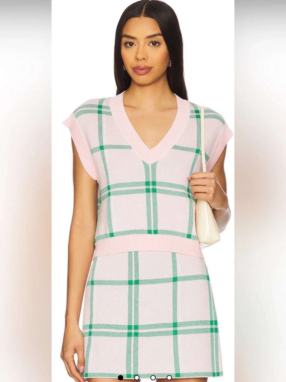 Favorite Daughter Pink and Green Plaid Knit Skirt Set New with Tags