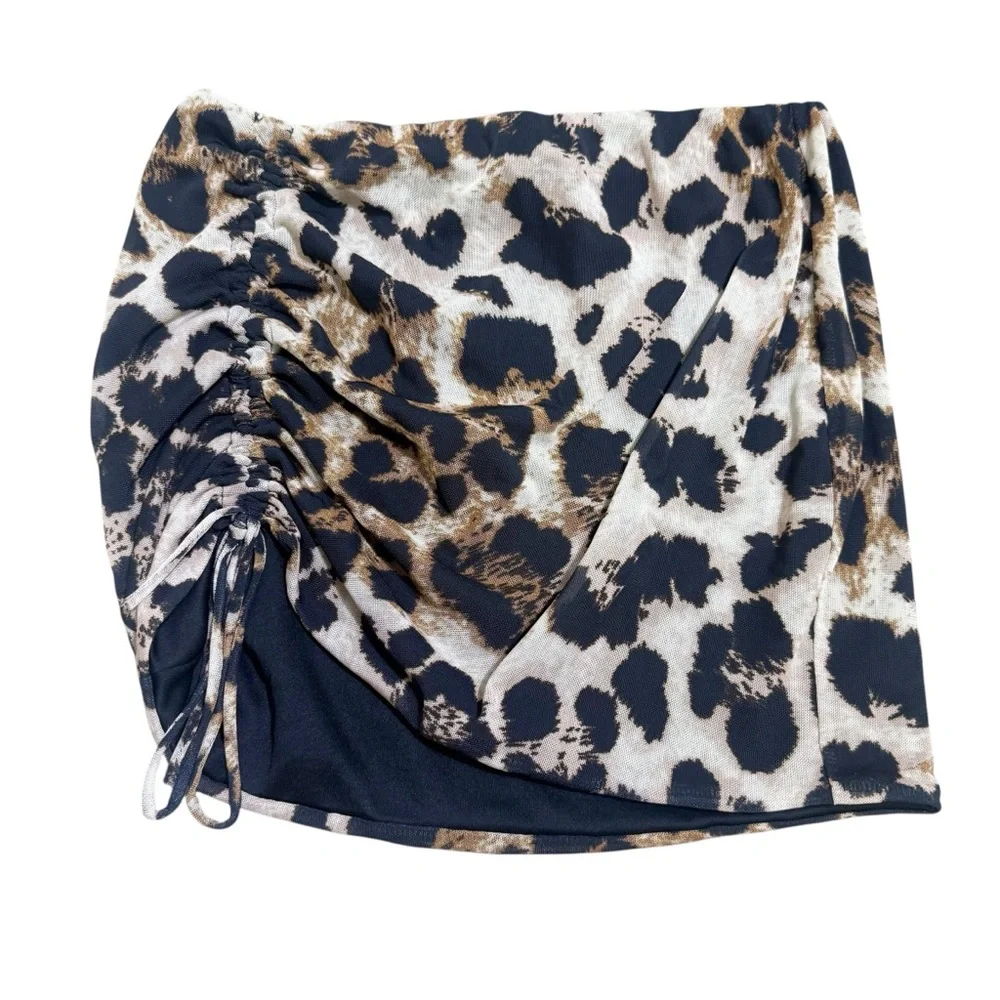 Fashion Nova Mia Leopard Mesh‎ Skirt size L