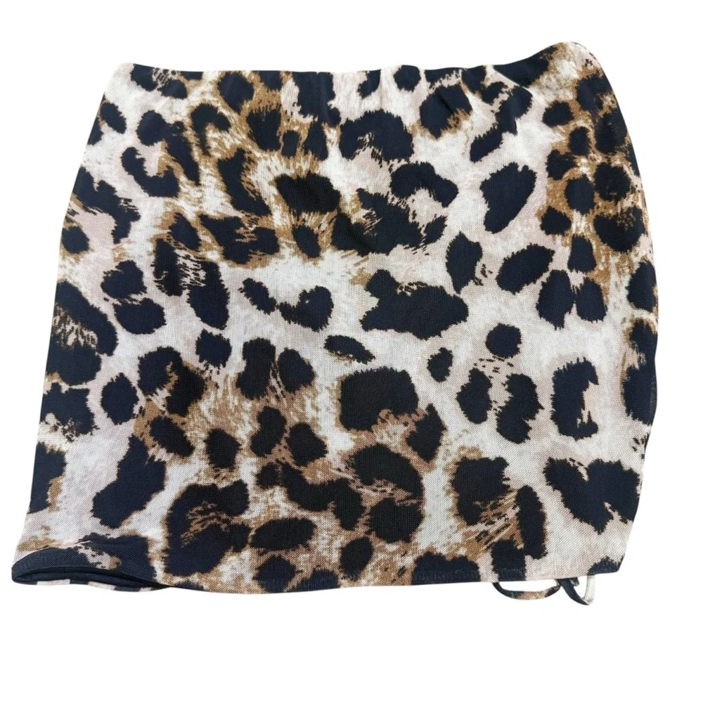 Fashion Nova Mia Leopard Mesh‎ Skirt size L