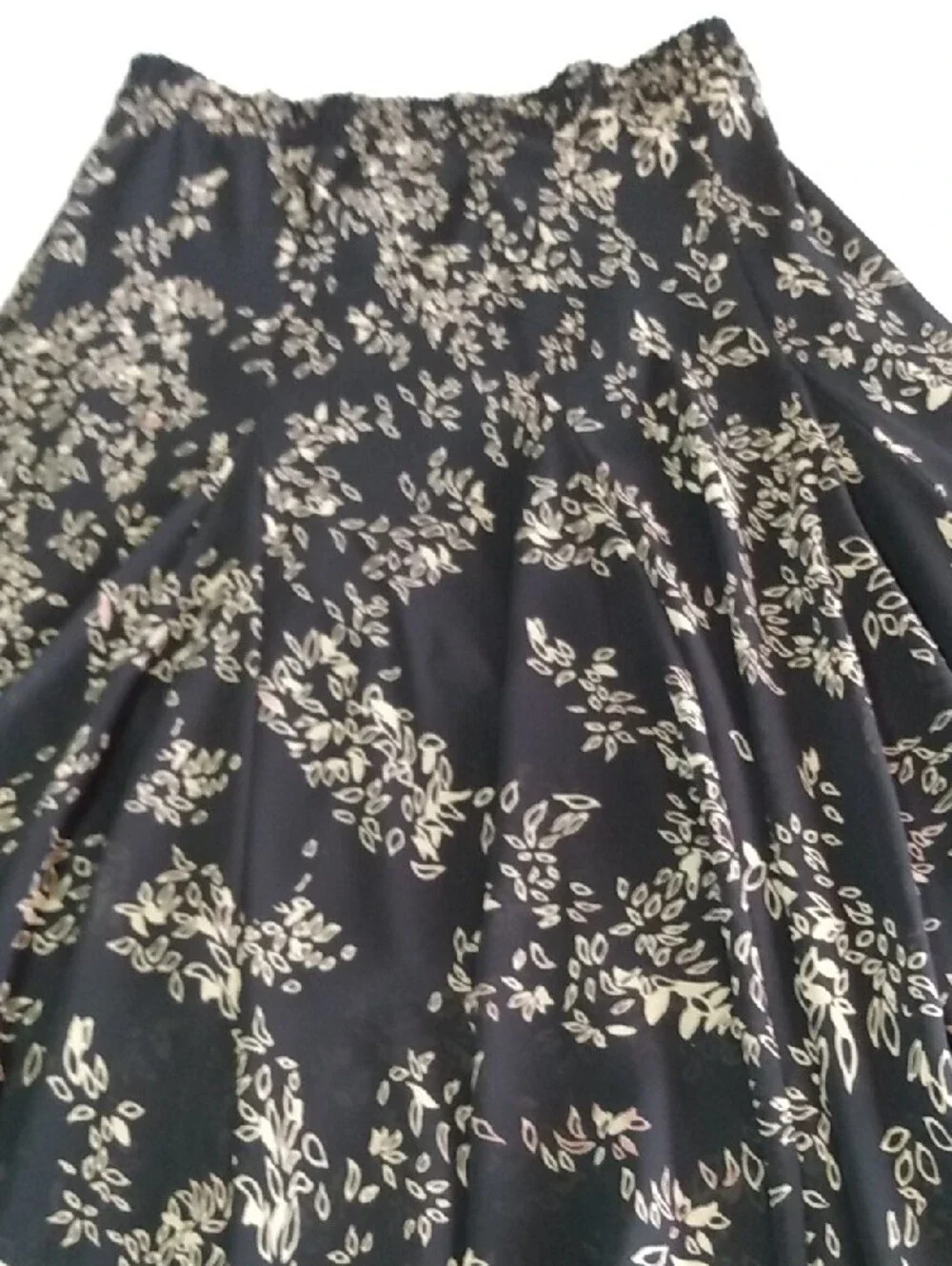 Lapis Black Maxi Skirt with Gold Floral Print