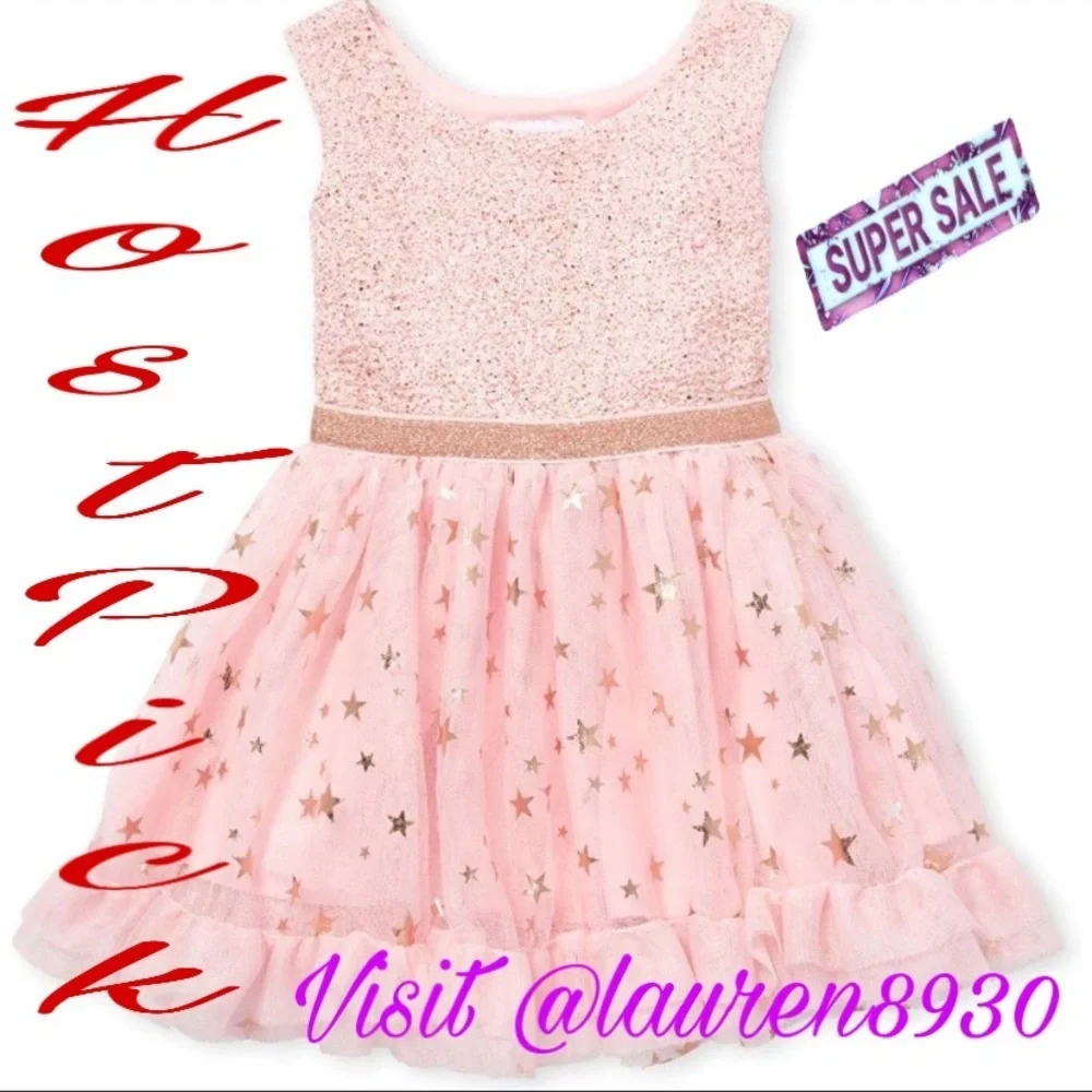 Baby Girls Sleeveless Foil Print‎ Jacquard Dress