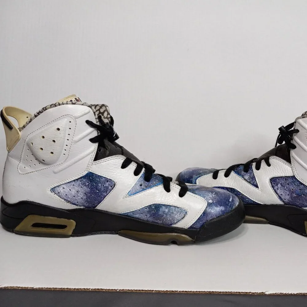 Air‎ Jordan 6 Retro Premium Motorsports Hand-Painted Sneakers White Size 12