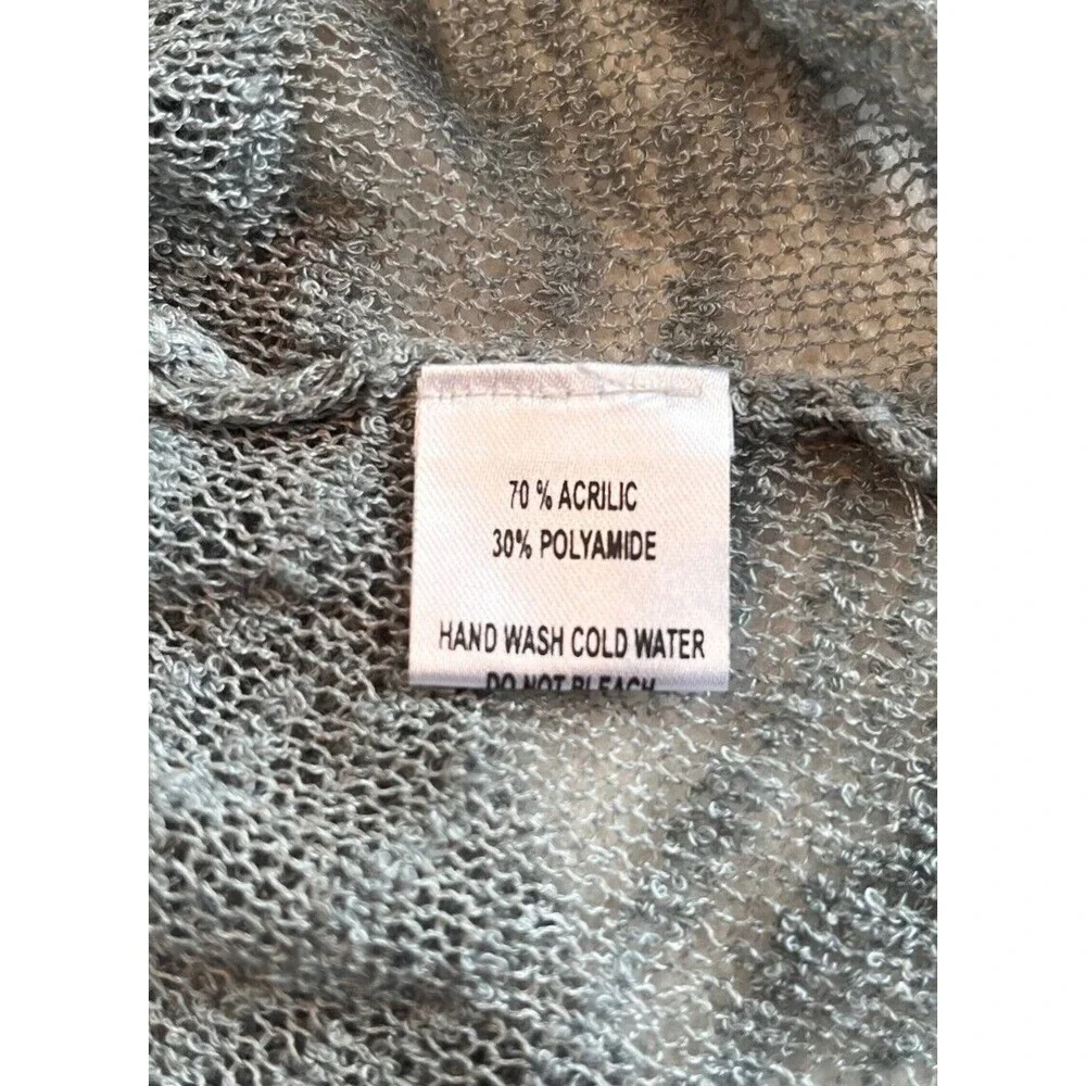Women's Gray Crochet Knit Sweater Size L XL Grunge Boho Distressed Artsy Natural