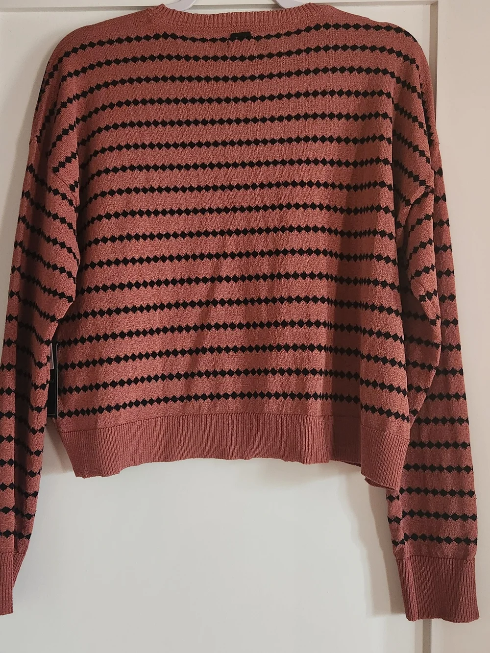 Volcom Rust and Black Striped Knit Lightweight Summer Sweater