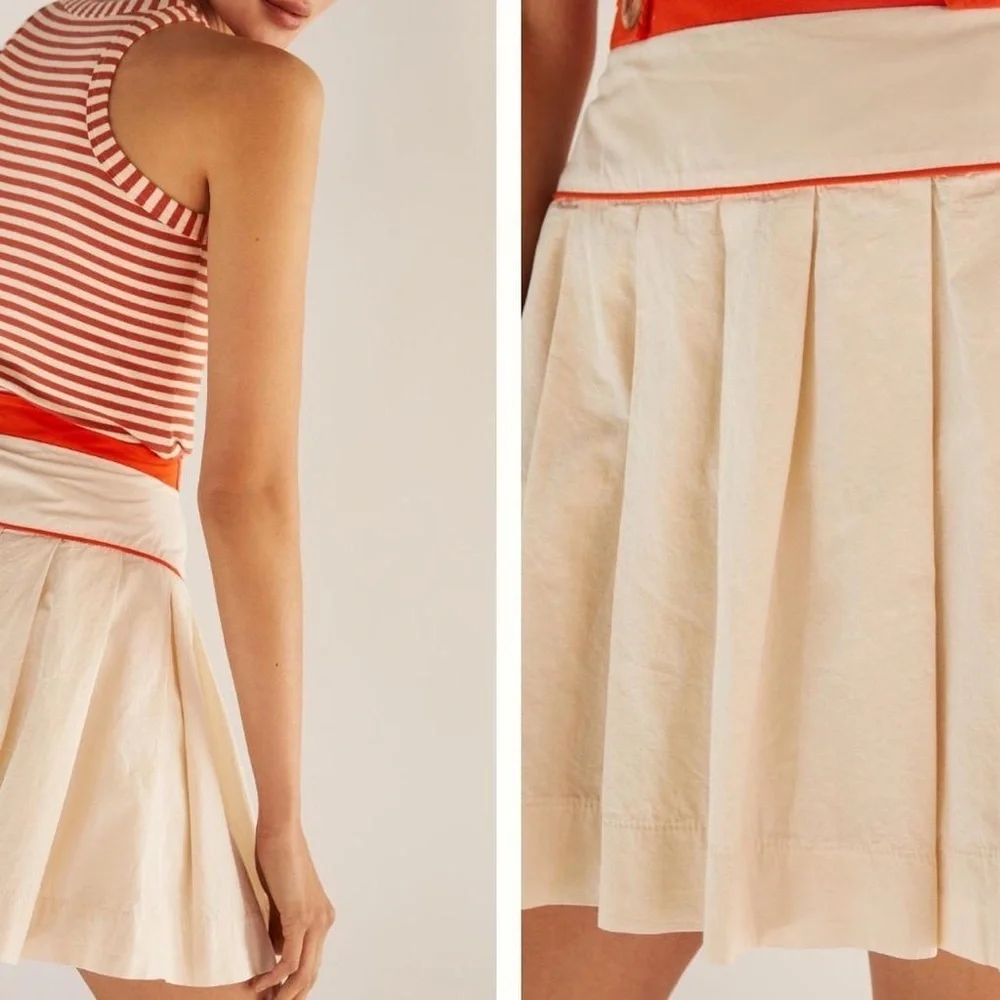 Maeve by Anthropologie Cream Pleated Skirt Size 8 NWT