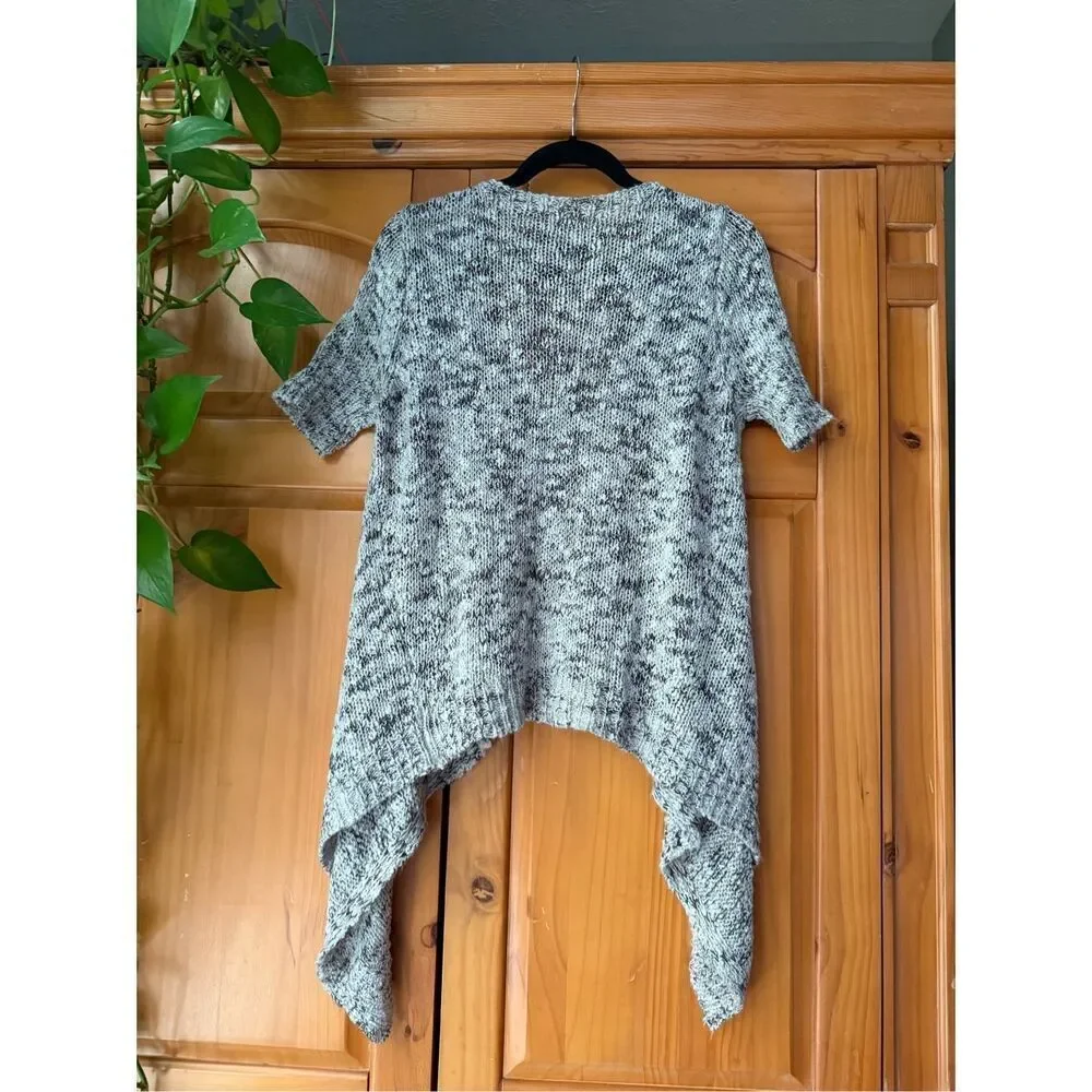 BCBGMAXAZRIA Gray Marled Knit Poncho Sweater Asymmetrical S/M