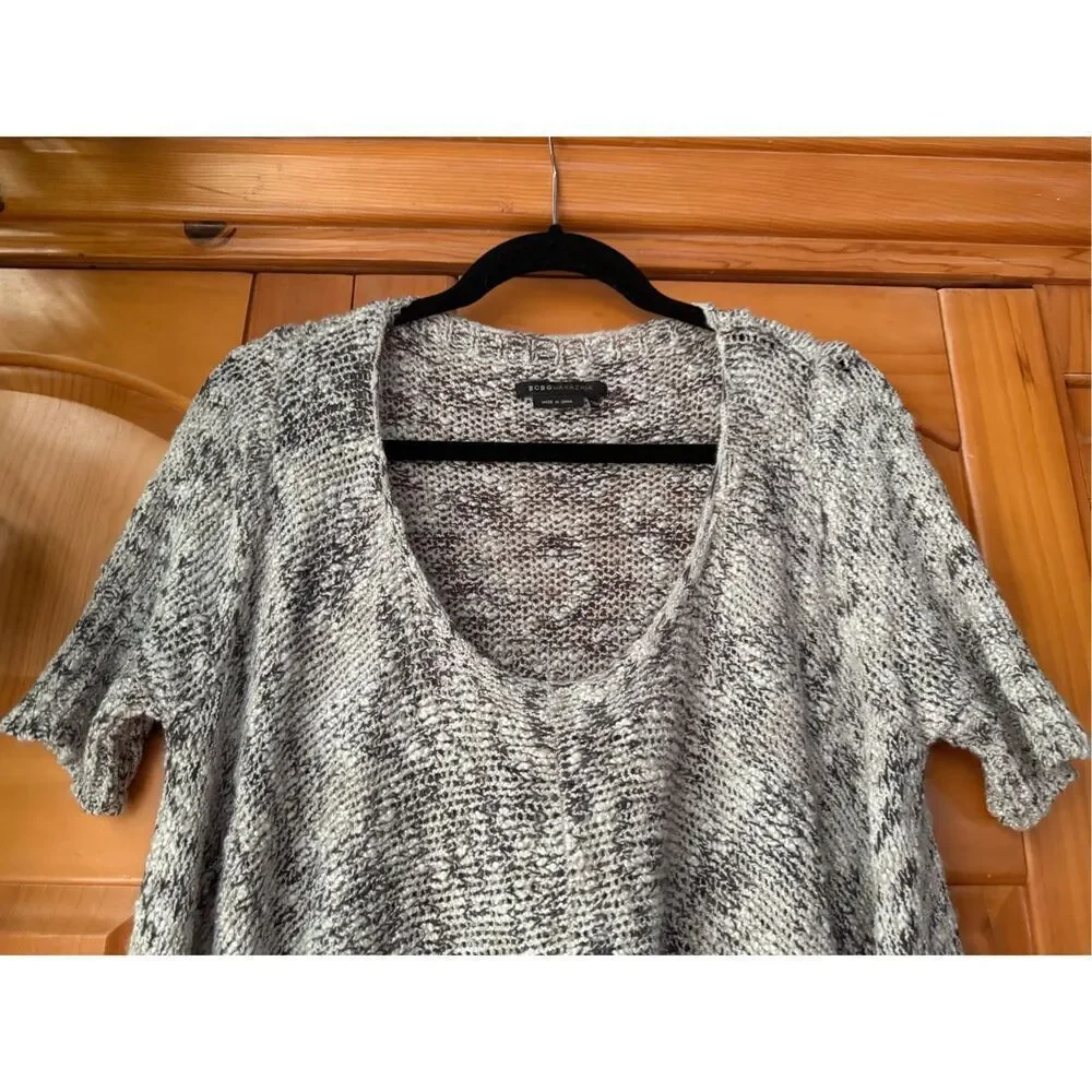 BCBGMAXAZRIA Gray Marled Knit Poncho Sweater Asymmetrical S/M