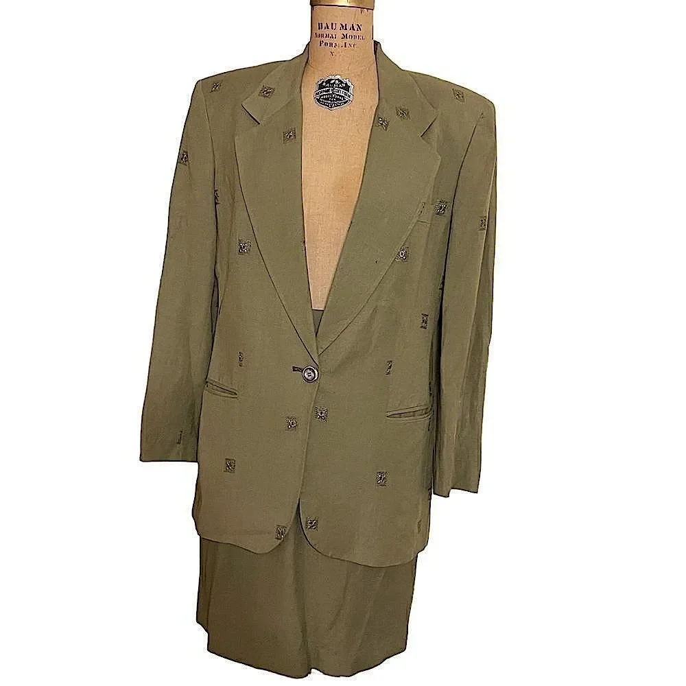 Green Linen Viscose blend Skirt suit - Luciano Tempesta size 8