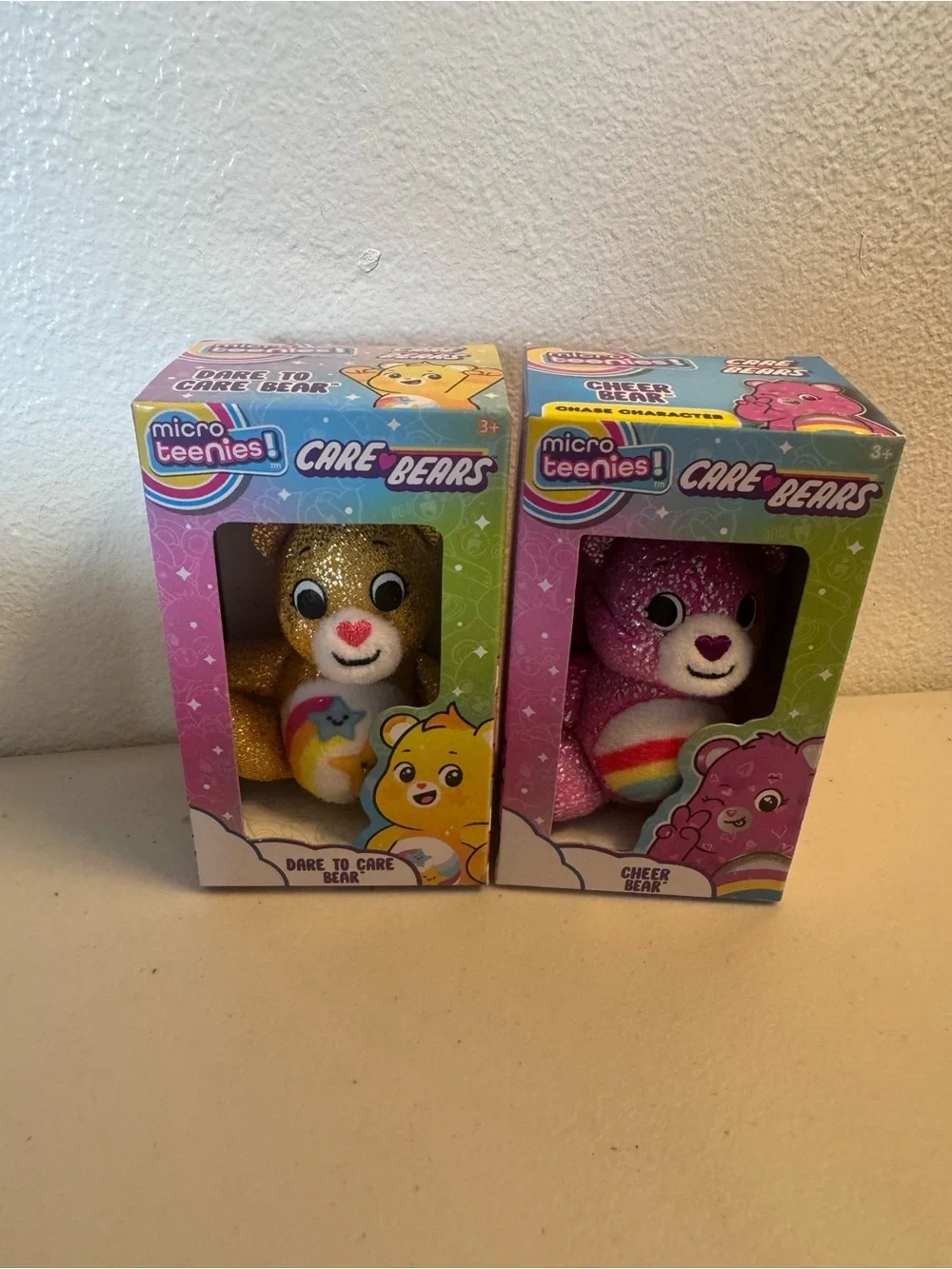 Care Bears Micro Teenies Plush - Gold and Pink Glitter Bears