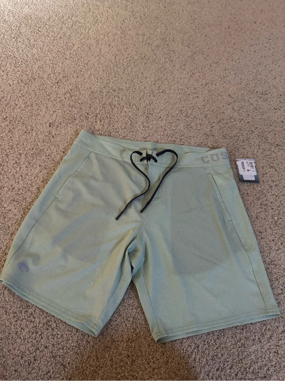 Costa Men's Light Sage Athletic Shorts with Black Drawstring