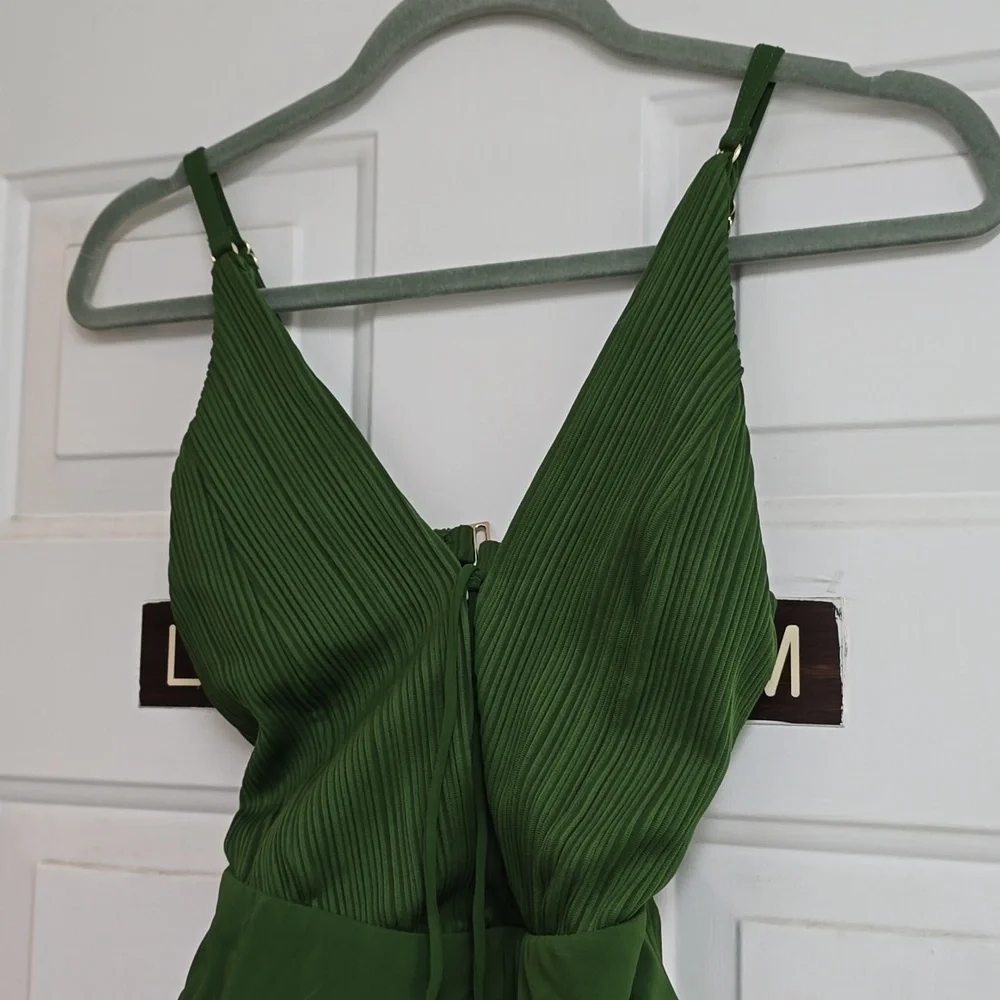 New Robin Piccone Green One Piece Swimsuit Womens 2 Lily Basil Cutout Ribbed