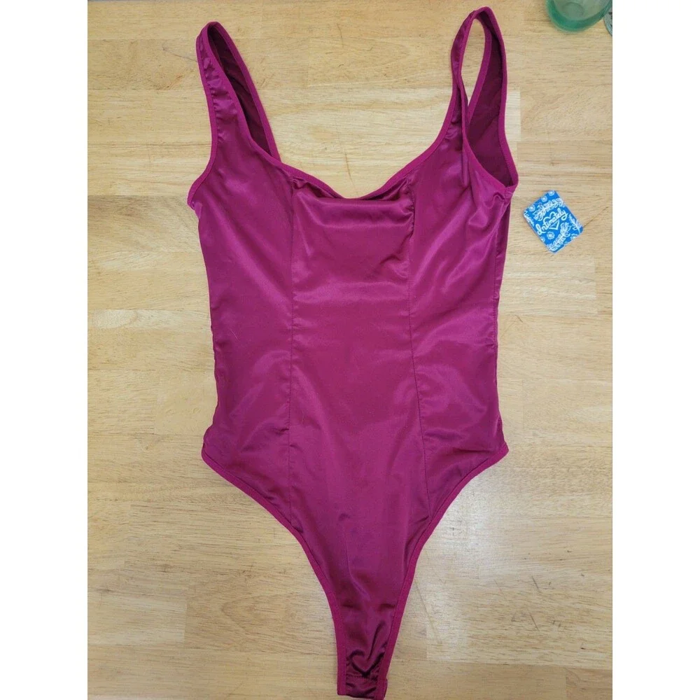 Free People Intimately Mulberry One-Piece Swimsuit S Solid Wide Strap High Cut