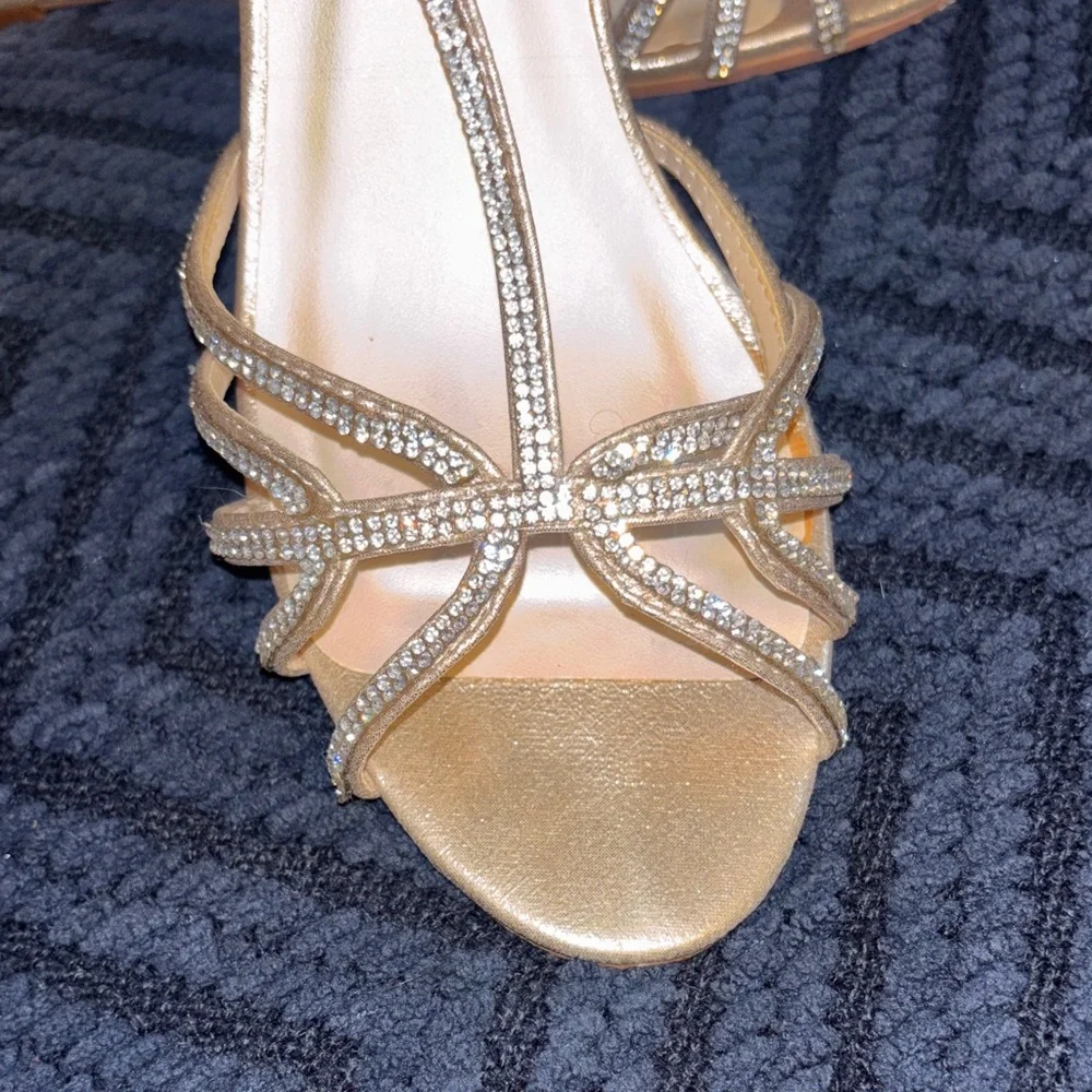 David's Bridal Gold Wedge Sandals
